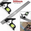 Square Ruler Set Kit 300mm Adjustable Engineers Combination Try None Right Angle Ruler with Spirit Level and Scriber