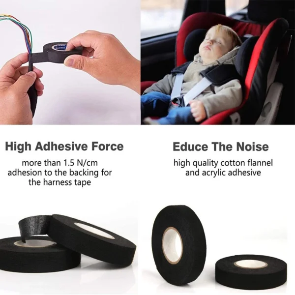 15 m Heat resistant Flame Retardant Tape Coroplast Adhesive Cloth Tape For Car Cable Harness Wiring Loom Protection