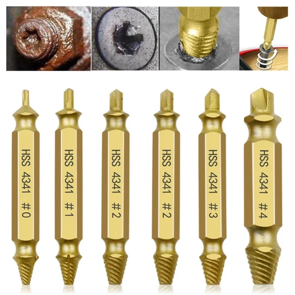 8b22dd33b3000a75596eaef1a1fd4af8.webp 6pcs Damaged Screw Extractor Drill Bit Screw Remover Set Carbon Steel Drill Set Screwdriver Broken Out Bolt Extractor