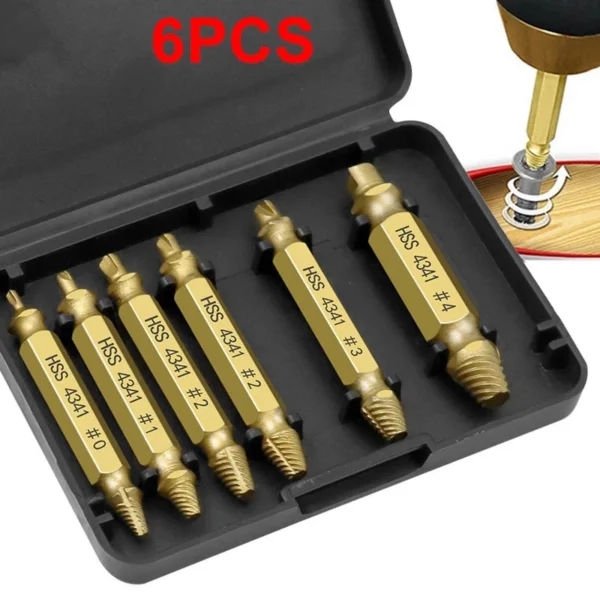 9b8e8d1a7f352ed6a870cc40edf4501f.webp 6pcs Damaged Screw Extractor Drill Bit Screw Remover Set Carbon Steel Drill Set Screwdriver Broken Out Bolt Extractor